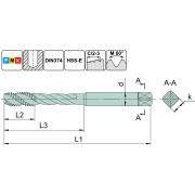TSF1.M16х1,5.6H.DIN374.TiN.M35 Метчик М16х1,5 для глухих отверстий, DIN374, с покрытием TiN