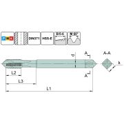 TSP1.M3х0,5.6H.DIN371.TiN.M35 Метчик М3х0,5 для сквозных отверстий, DIN371, с покрытием TiN