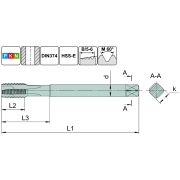TSP1.M8х1,0.6H.DIN374.M35 Метчик М8х1,0 для сквозных отверстий, DIN374, без покрытия