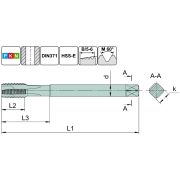 TSP1.M10х1,5.6H.DIN371.M35 Метчик М10х1,5 для сквозных отверстий, DIN371, без покрытия